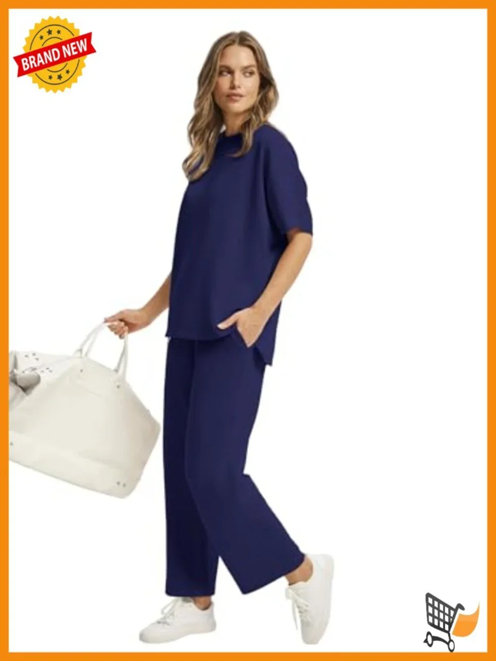 Two Piece Lounge Set with Wide Leg Crop Pants, Oversized Top, Summer Airport